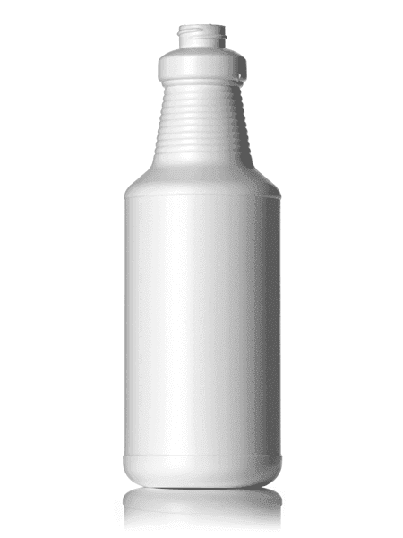 White plastic bottle with ribbed neck for pet cleaning sprays or disinfectants