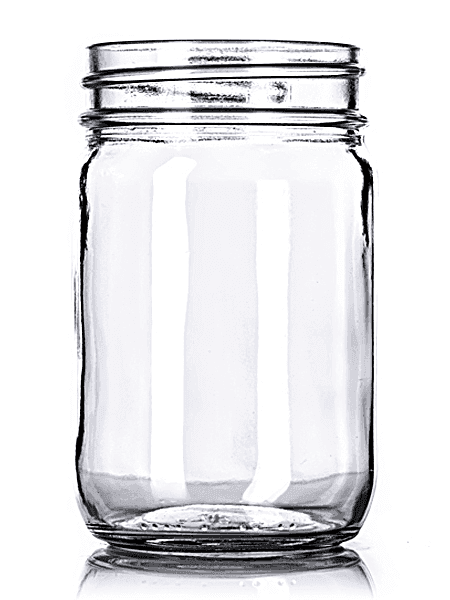 Clear glass jar with wide mouth and threaded neck for jam and jelly packaging